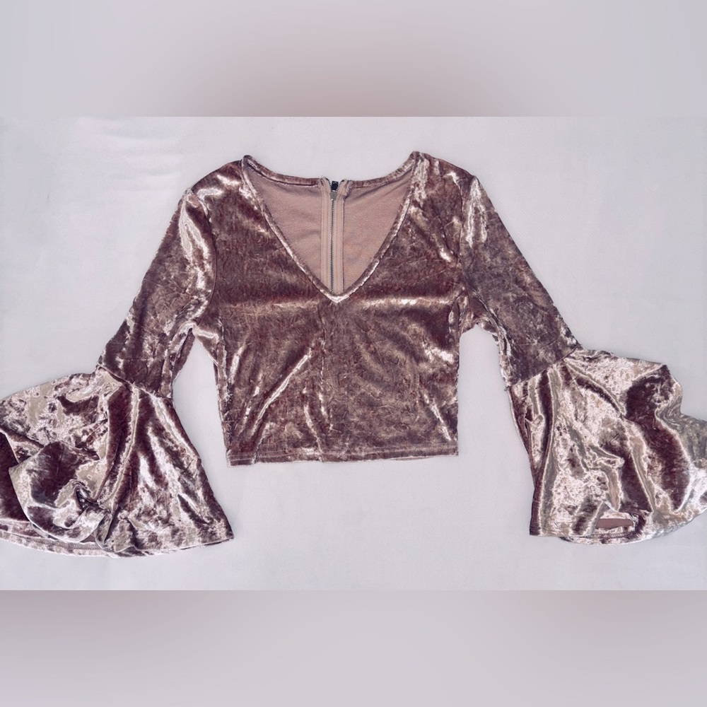 Elegant Velvet Bell Sleeve Top